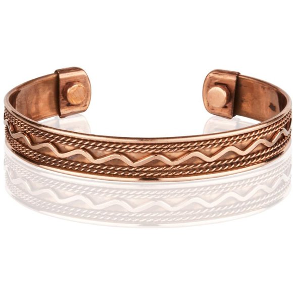 Pure Copper Magnetic Health Bracelet Heal Arthritis Pain Energy Cuff Bangle Wave - Picture 1 of 1